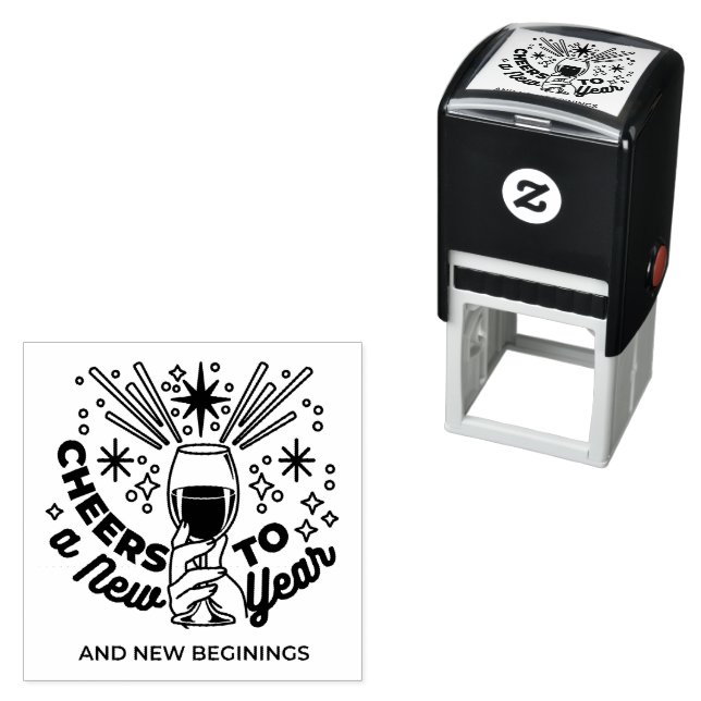 Cheers to a New Year Celebration Design Self-inking Stamp (In Situ)