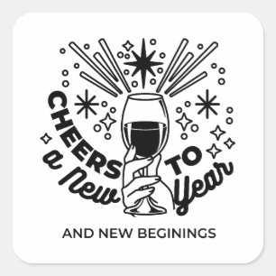 Cheers to a New Year Celebration Design Square Sticker