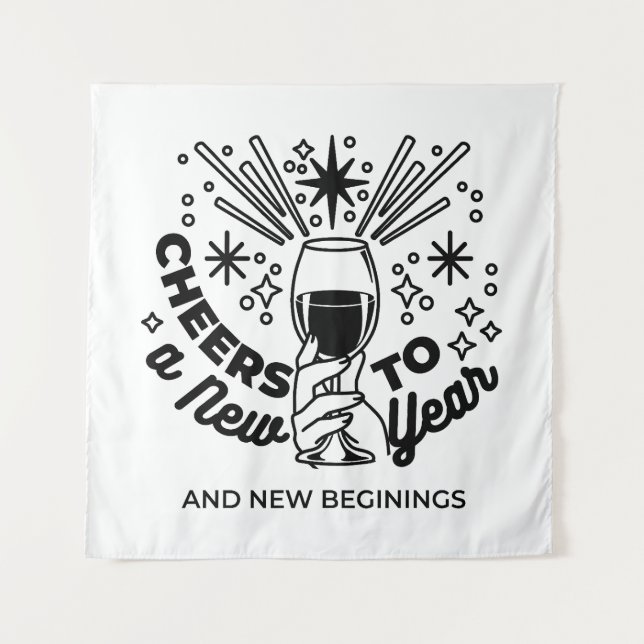 Cheers to a New Year Celebration Design Tapestry (Front)