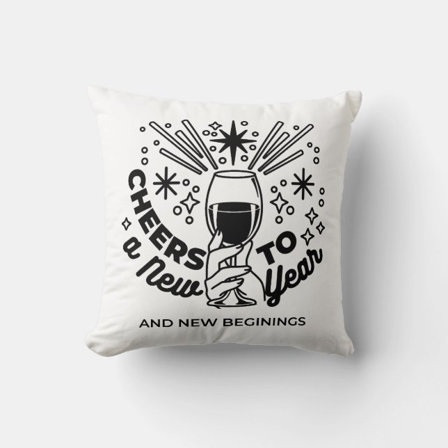 Cheers to a New Year Celebration Design Throw Pillow (Front)