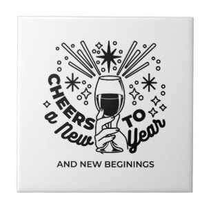 Cheers to a New Year Celebration Design Tile