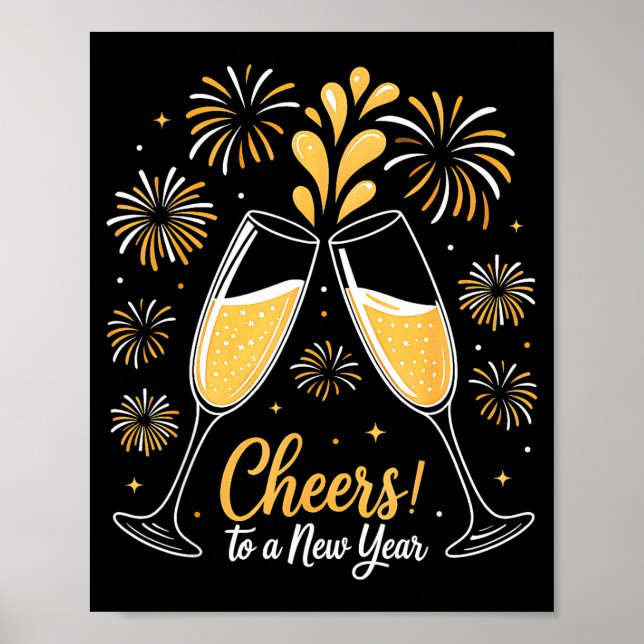 Cheers To A New Year Eve Party Countdown Happy New Poster (Front)