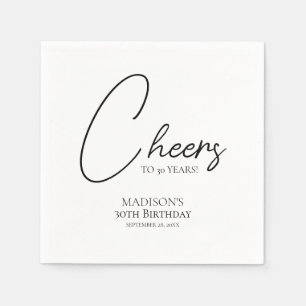 Cheers To Any Age 30th Black & White Birthday Napkin