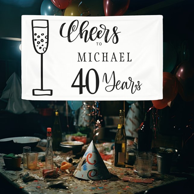 Cheers to any age men years typography birthday banner (Creator Uploaded)