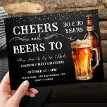 Cheers to Beers Double Birthday Postcard<br><div class="desc">Rustic Black Chalkboard watercolor beer bottle and pint glass. Rustic Outdoor or bar birthday invitations for him. Any age. Easy to personalized template. All text can be adjusted using the design option. Fun,  simple,  casual birthday invites for him.</div>