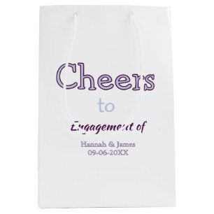 cheers to engagement of name purple pastel maron medium gift bag