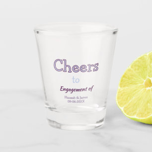 cheers to engagement of name purple pastel maron shot glass