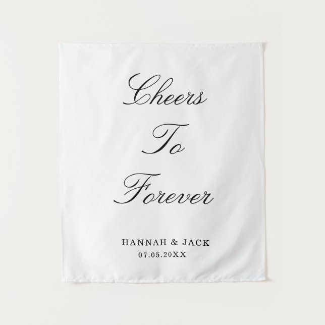 Cheers to Forever Personalized Wedding Engagement Tapestry (Front)
