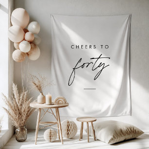 Cheers to Forty Handwritten 40th Birthday For Her Tapestry