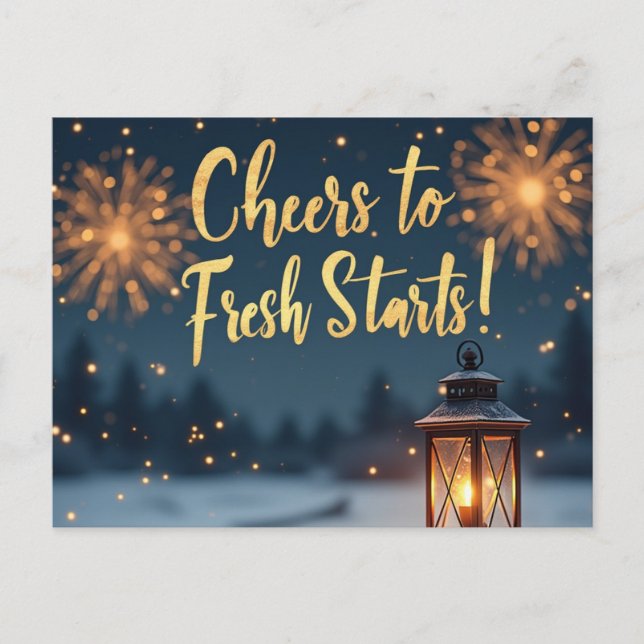 Cheers to Fresh Starts – Inspirational New Year Postcard (Front)
