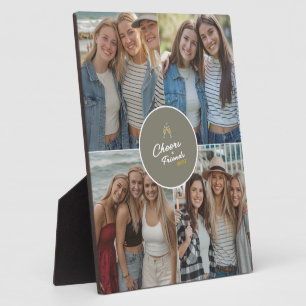 Cheers to Friends 4 Photo Collage Chic Friendship Plaque