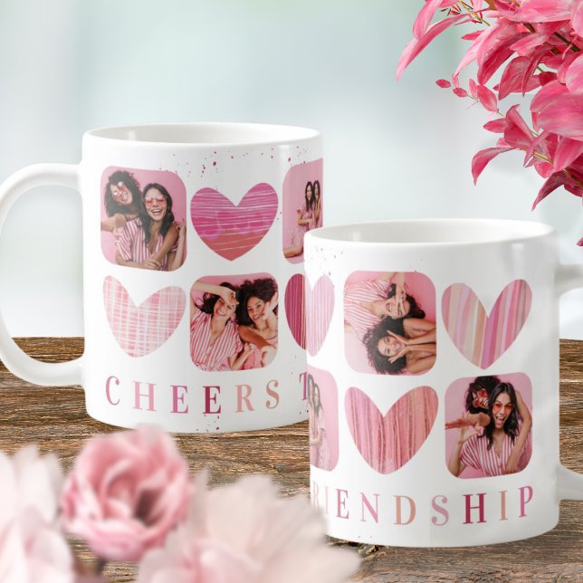 Cheers To Friendship Hearts & Photo Galentine Coffee Mug (Creator Uploaded)