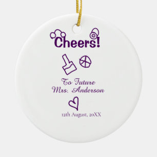 Cheers to future Mrs add bride name purple doodle Ceramic Ornament