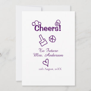 Cheers to future Mrs add bride name purple doodle Invitation
