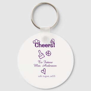 Cheers to future Mrs add bride name purple doodle Keychain
