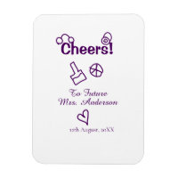 Cheers to future Mrs add bride name purple doodle