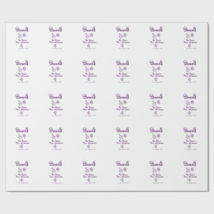 Cheers to future Mrs add bride name purple doodle Wrapping Paper