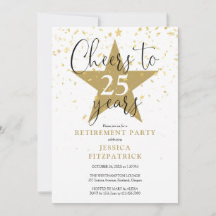Cheers To Gold Stars Retirement Party Invitation