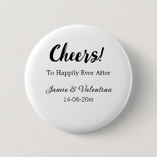 Cheers to happily ever after add couple name date 2 inch round button