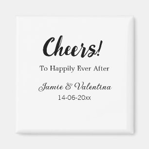 Cheers to happily ever after add couple name date  magnet