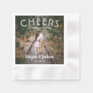 Cheers to Happily Ever After Photo Elegant Wedding Napkin