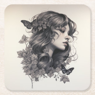 Cheers to Happily Ever After Photo Wedding Favour Square Paper Coaster