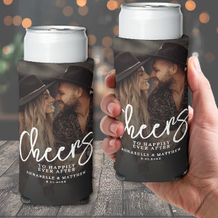 Cheers To Happily Ever After Photo Wedding Seltzer Can Cooler