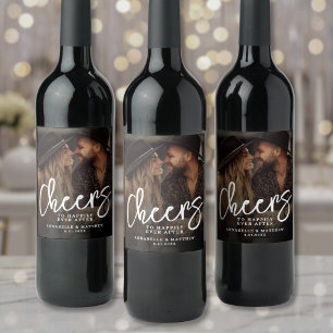 Cheers To Happily Ever After Photo Wedding Wine Label