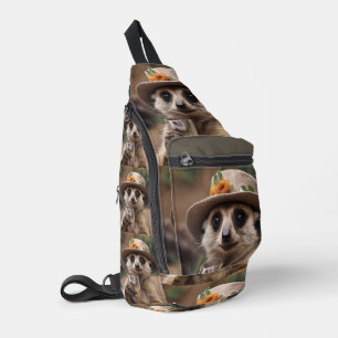 "Cheers to Life: Gran Meerkat Enjoys Glass Of Wine Sling Bag