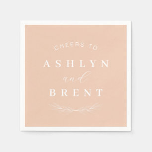 Cheers To Light Peach Wedding Cocktail Napkins