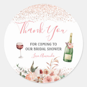 Cheers to Love Blush Pink Bridal Shower Thank You Classic Round Sticker