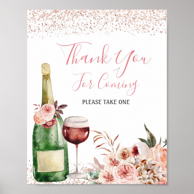 Cheers to Love Blush Pink Bridal Shower Thank You Poster (Front)