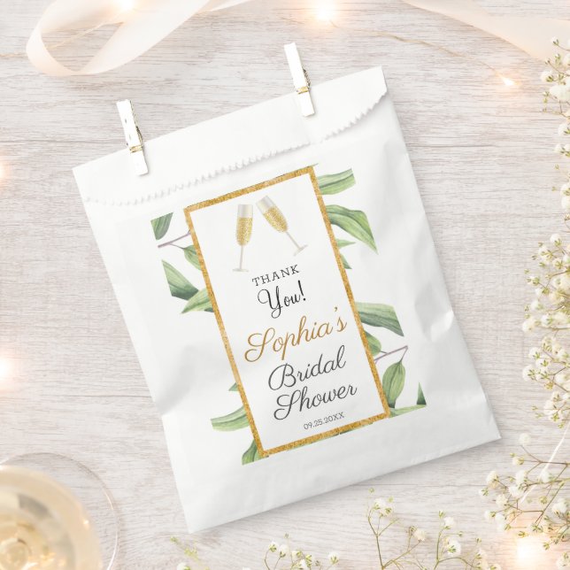 Cheers to Love Botanical Bridal Shower Party  Favour Bag (Clipped)