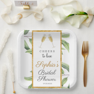 Cheers to Love Botanical Bridal Shower Party  Paper Plate