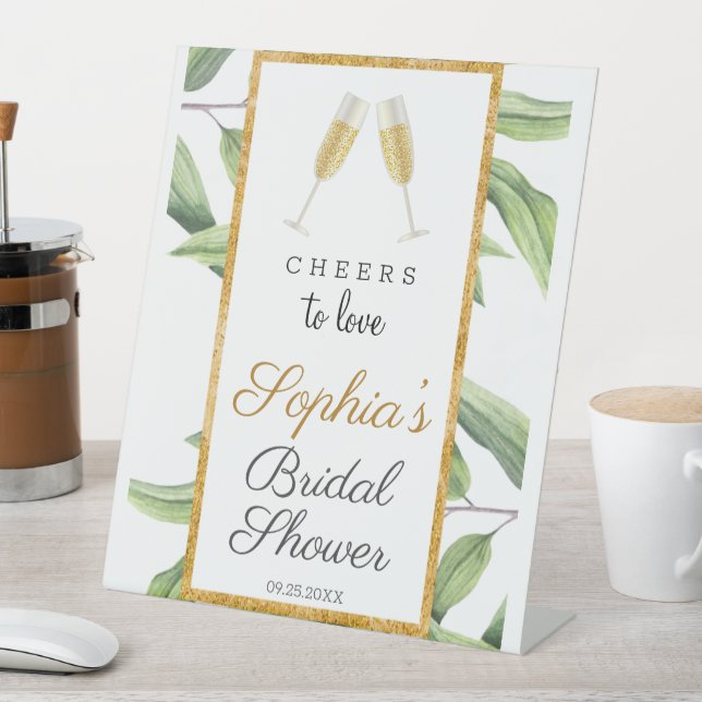 Cheers to Love Botanical Bridal Shower Party  Pedestal Sign (In SItu)
