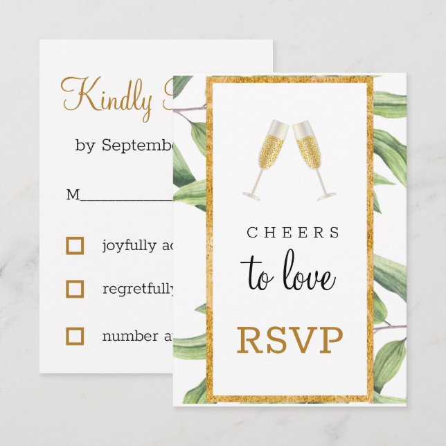 Cheers to Love Botanical Bridal Shower RSVP Enclosure Card (Front/Back)