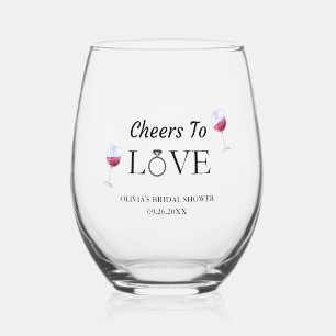 Cheers to Love Bridal Shower / Bachelorette Stemless Wine Glass