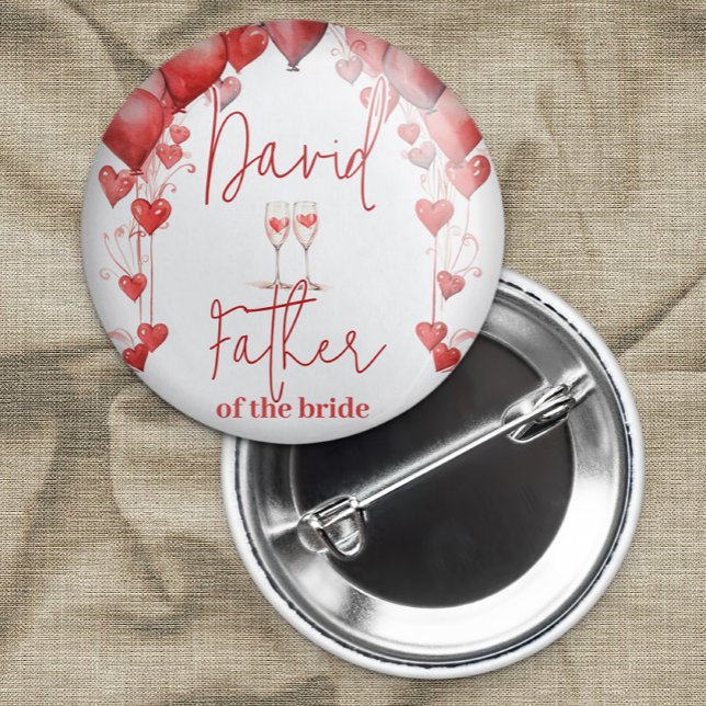 Cheers to Love Bridal Shower Father of the Bride 3 Inch Round Button (Creator Uploaded)