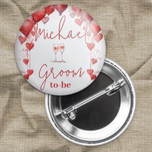 Cheers to Love Bridal Shower Groom To Be 3 Inch Round Button