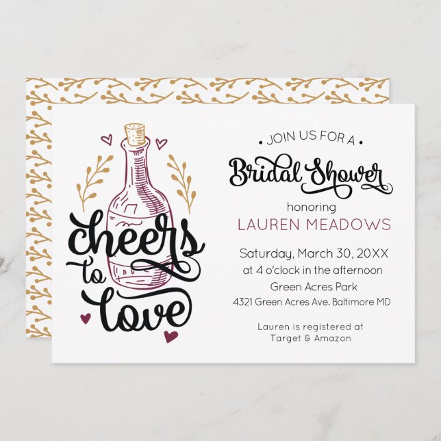 Cheers to Love Bridal Shower Invitation (Front/Back)