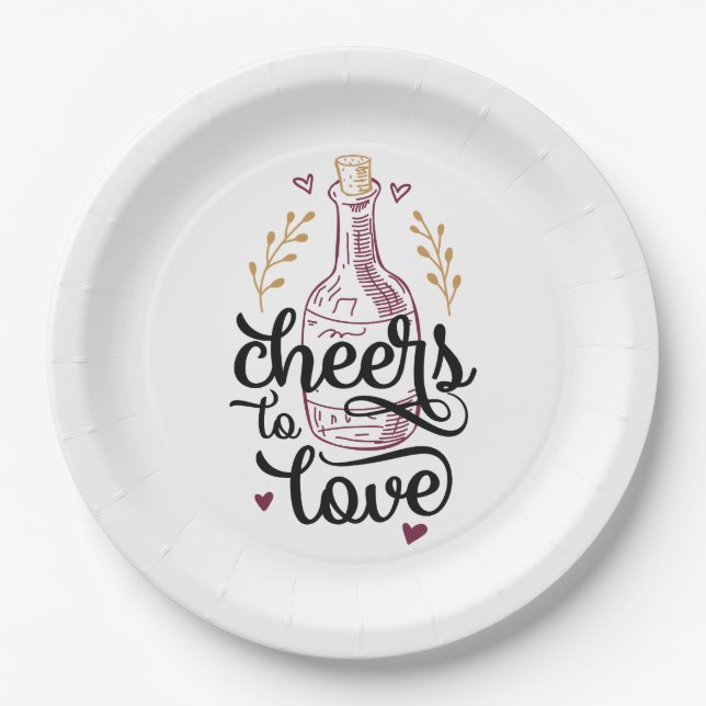 Cheers to Love Bridal Shower Paper Plate (Front)