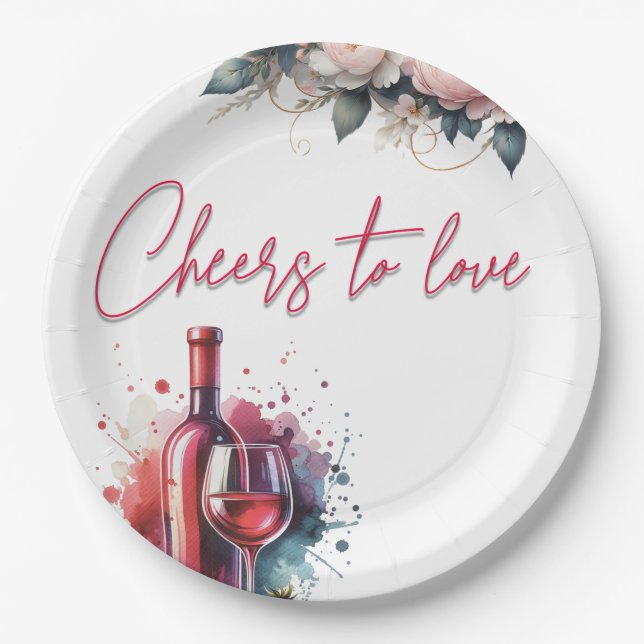 Cheers To Love Bridal Shower Plate (Front)