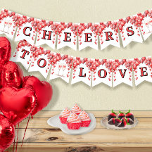Cheers to Love Bridal Shower Valentine Hearts
