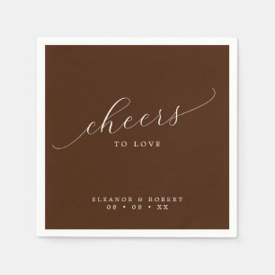 Cheers to Love Brown Calligraphy Wedding Napkin