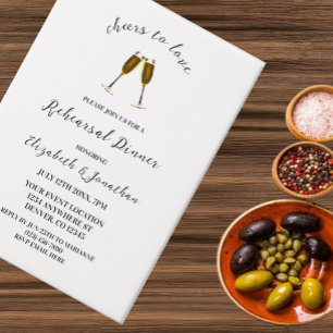 Cheers To Love Champagne Glasses Rehearsal Dinner Vellum Invitations