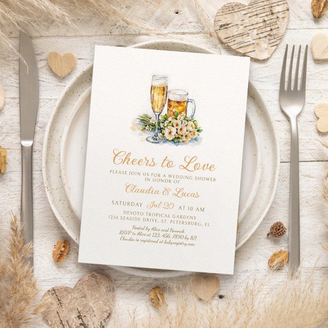 Cheers to Love Couples Wedding Shower Invitation (Creator Uploaded)