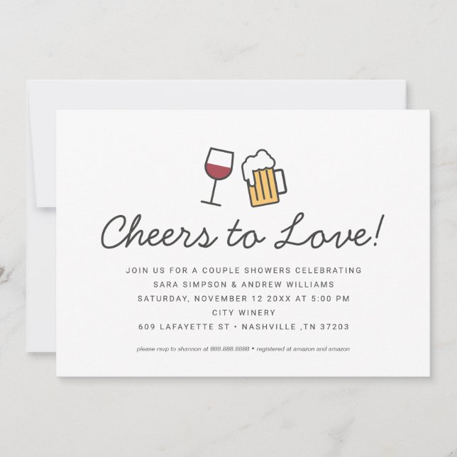 Cheers to Love Couples Wedding Shower  Save The Da Date (Front)