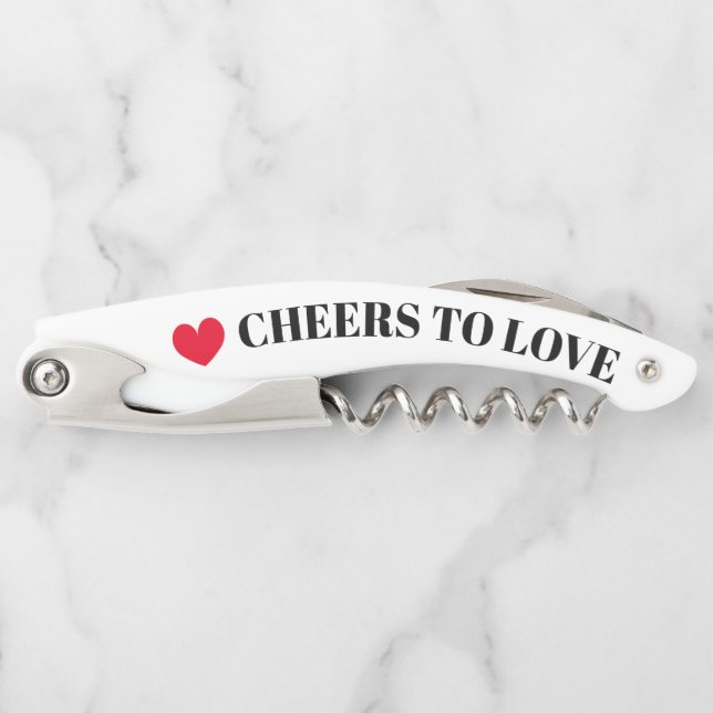 Cheers to love custom wedding couple gift corkscrew (Front)