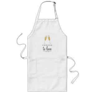 Cheers to Love   Elegant Champagne Wedding Long Apron