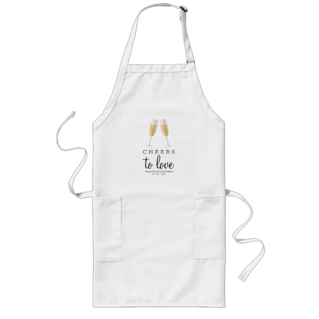 Cheers to Love | Elegant Champagne Wedding Long Apron (Front)